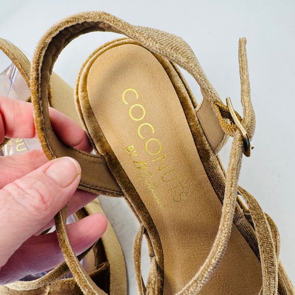 Coconuts by Matisse Stargaze Velvet Platform Block Heel Sandals Ankle Strap Sz 8 - Picture 11 of 11